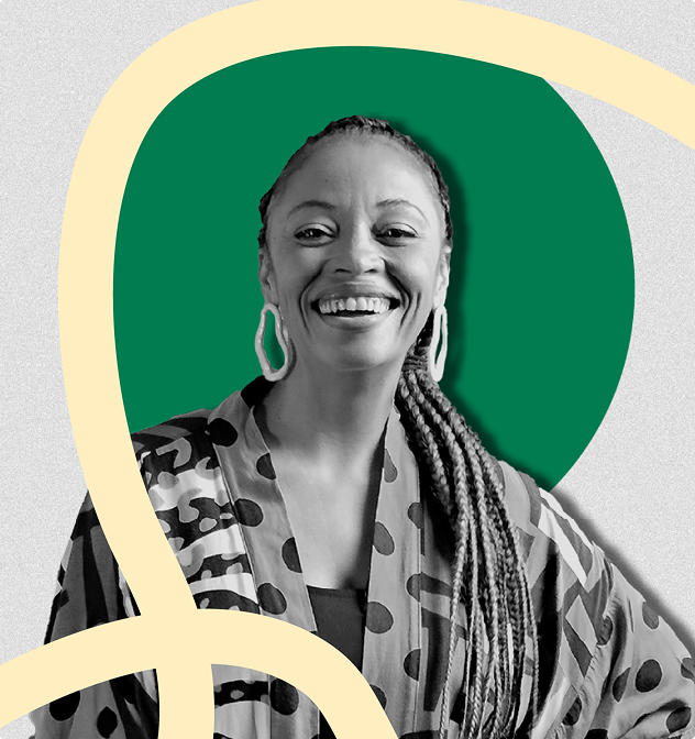 Thumb da temporada 4 da websérie 'Caminhos pela Equidade Racial'. A imagem tem predominância da cor cinza e apresenta uma imagem em preto e branco da jornalista Adriana Couto à esquerda - a foto dela está à frente de uma esfera verde. Há, no canto superior direito, a mensagem 'Caminhos 2025' e, ao centro, a frase 'Desafios do tema equidade racial'. Finalmente, aparece abaixo, no canto inferior direito, o logo da Fundação Tide Setubal.