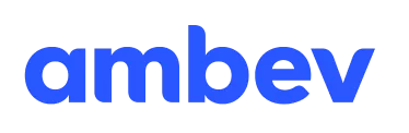 Logo da Ambev. O nome da empresa aparece em caixa baixa, na cor azul.