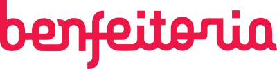 O logo da Benfeitoria aparece em caixa baixa, na cor rosa, com fonte estilizada.