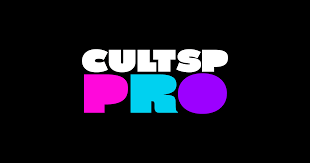 O logo da CultSP Pro aparece sobre um fundo preto. A sigla CULTSP aparece na cor branca, enquanto PRO aparece com cada uma das letras em rosa, azul-piscina e roxo.