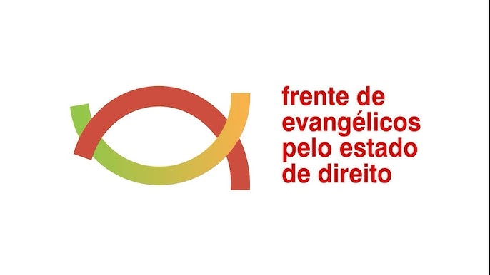 Logo da Frente de Evangélicos pelo Estado de Direitos. Há, à esquerda, duas linhas curvas que se conectam, sendo uma na cor vermelha e outra com matizes nas cores verde e amarela. Ao lado, o nome da organização aparece em vermelho.