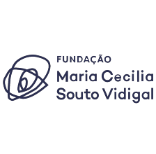 Logo da Fundação Maria Cecília Souto Vidigal. Aparece à esquerda um desenho composto por linhas que compõem formatos abstratos. O nome da organização está visível à direita.