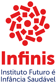 Logo da Infinis - Instituto Futuro é Infância Saudável. Aparece à esquerda uma mandala com elementos na cor vermelha. À direita, o nome da organização aparece com Infinis em fonte maior e, abaixo, Instituto Futuro é Infância Saudável.